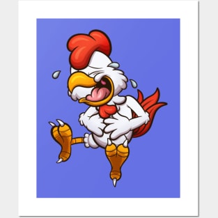 Laughing Cartoon Chicken Posters and Art